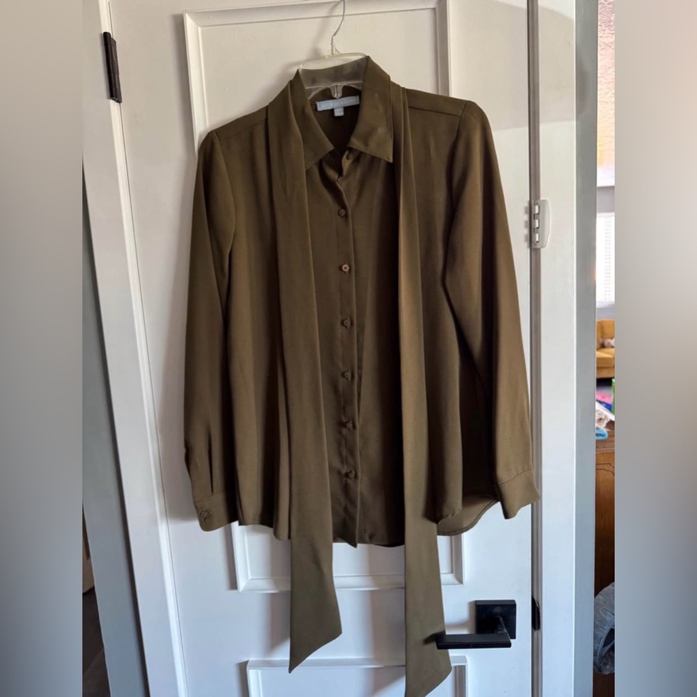 Antonio Melani Olive Green Bow Blouse